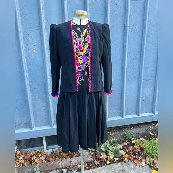 Alan Cherry Vintage 80’s  Silk Dress & Jacket, size 8 - Picture 1 of 15